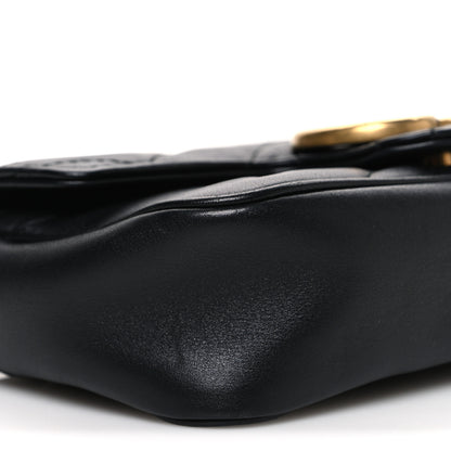 Gucci Calfskin Matelasse Super Mini GG Marmont Shoulder Bag Black 8 of 9