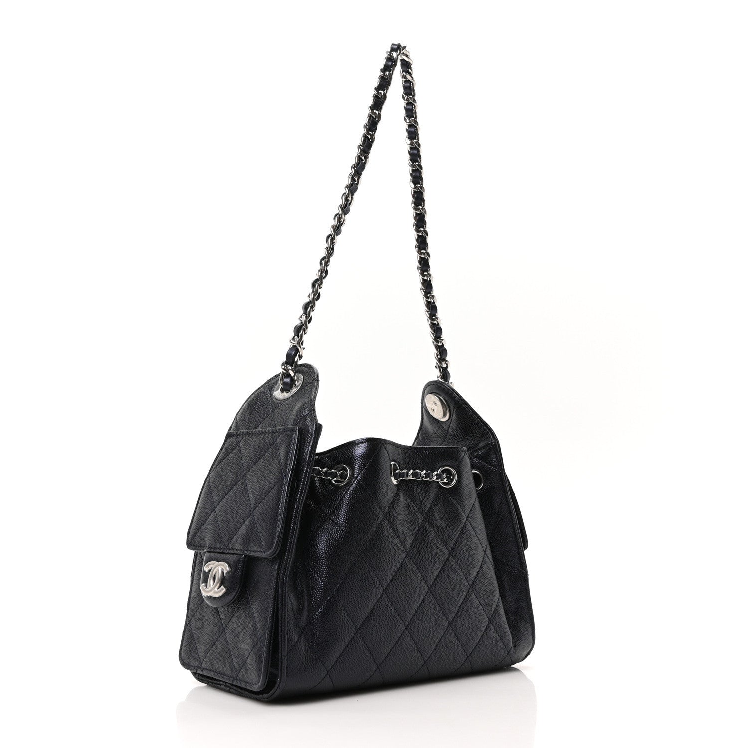 Chanel Metallic Caviar Quilted Mini Chanel 25 Handbag Dark Blue 3 of 11