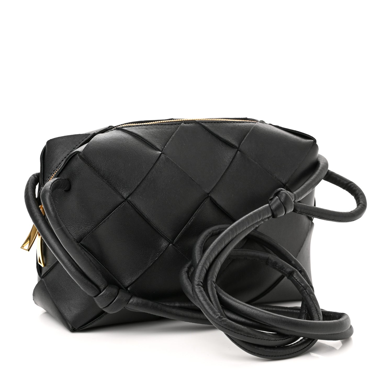 Lambskin Maxi Intrecciato Small Cassette Camera Bag Black