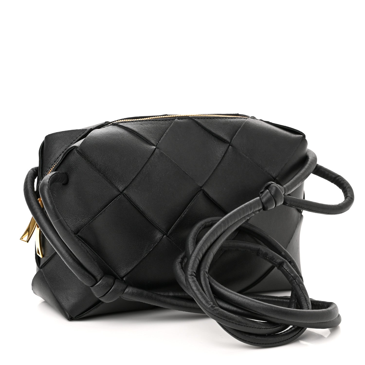 Bottega Veneta Lambskin Maxi Intrecciato Small Cassette Camera Bag Black 3 of 9