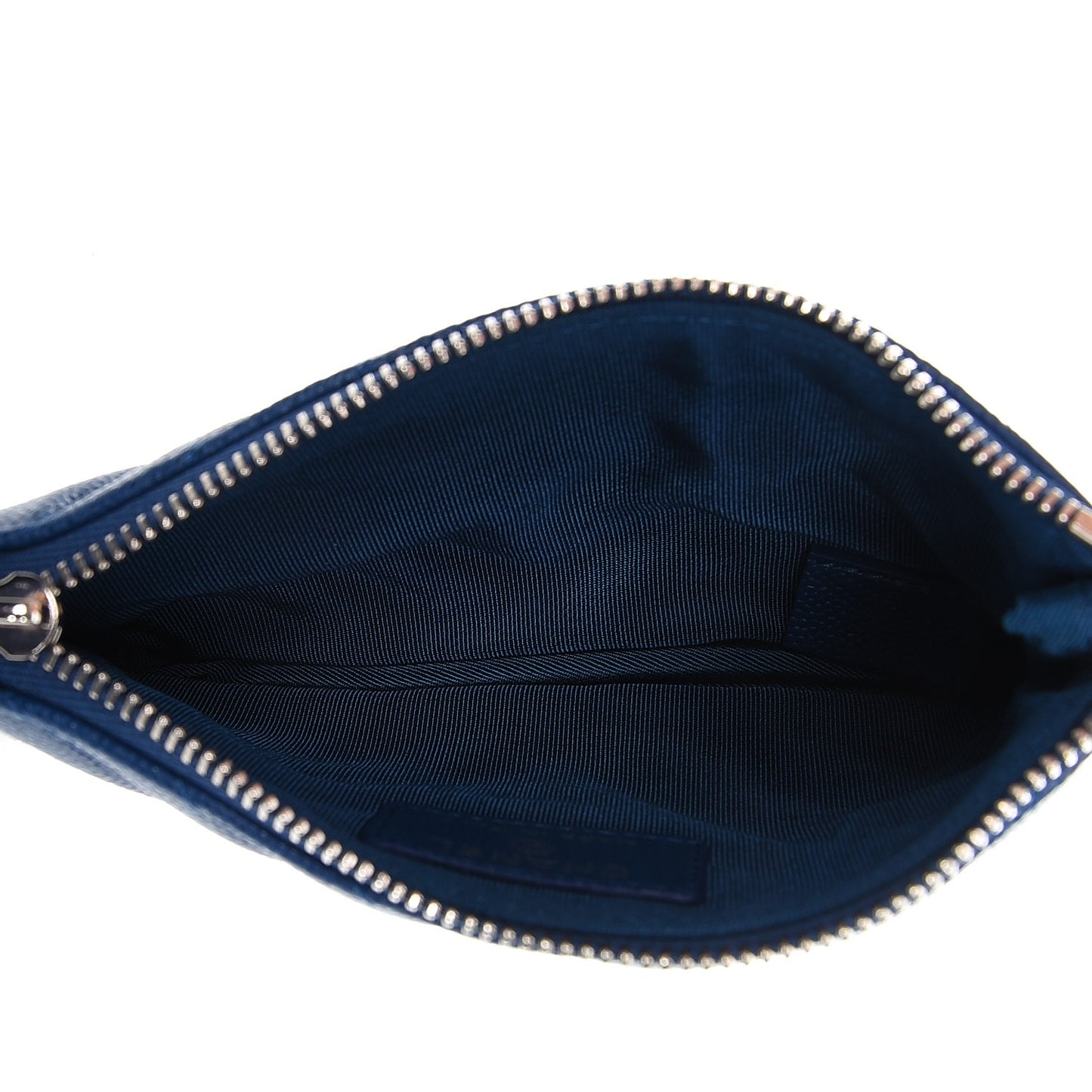Caviar Chevron Quilted Small Cosmetic Case Blue