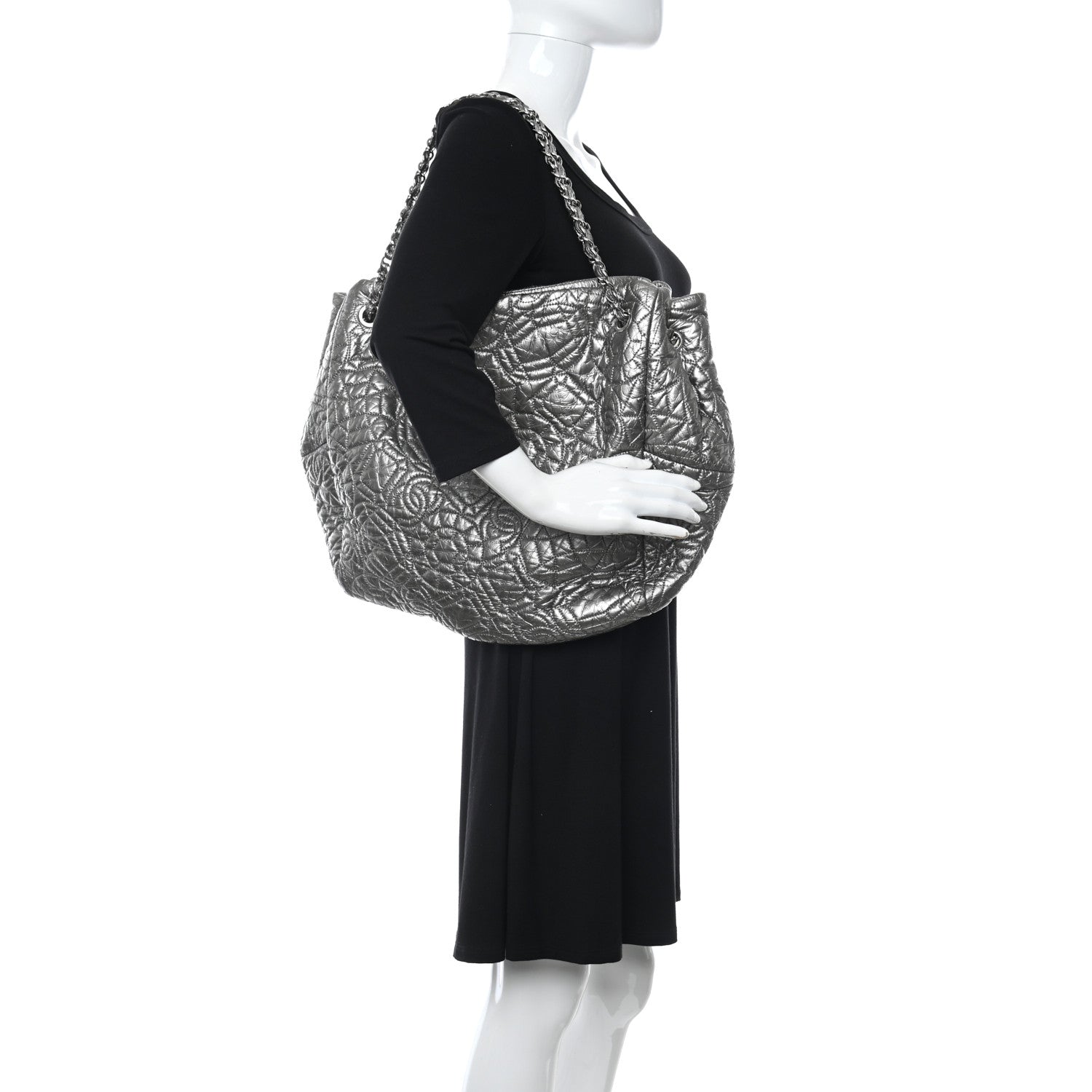 Chanel Vinyl Graphic Edge Tote Silver 2 of 13