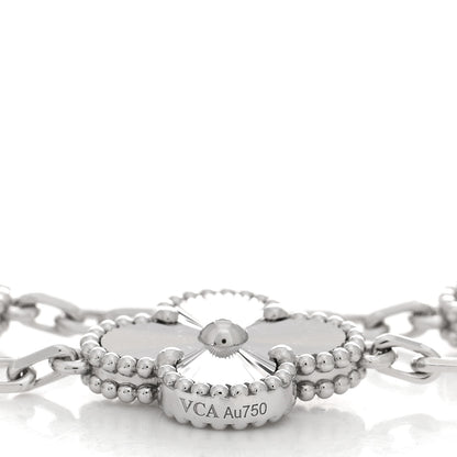 Van Cleef & Arpels 18K White Gold 5 Motifs Guilloche Vintage Alhambra Bracelet 3 of 4
