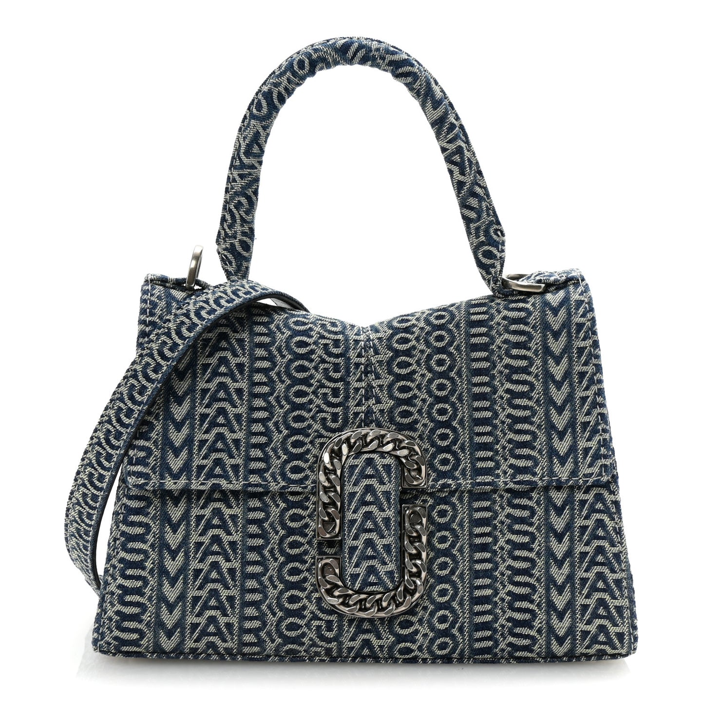 Sun Faded Denim Monogram The St Marc Mini Top Handle Bag Blue