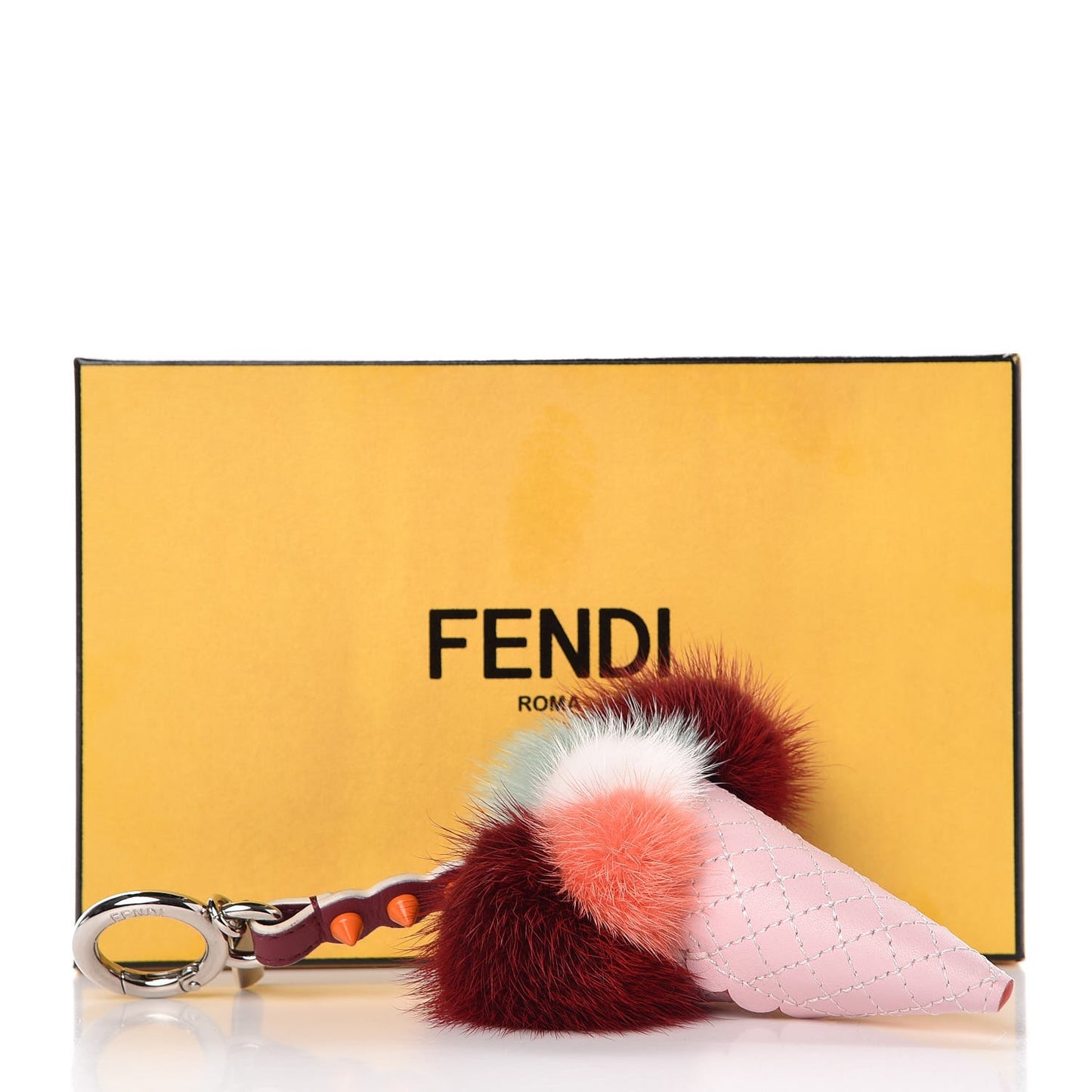 Mink Fur Calfskin Fun Fair Bag Charm Multicolor