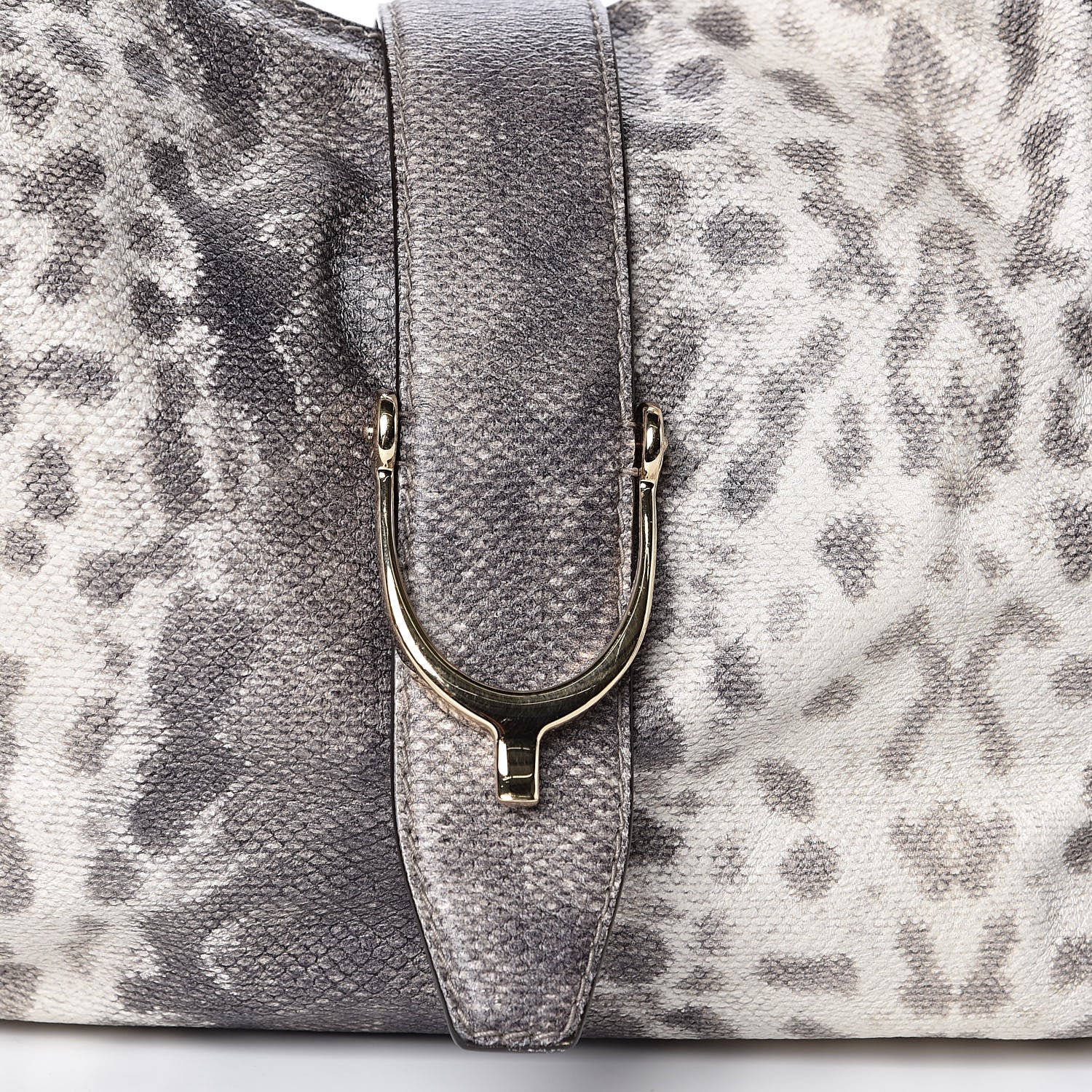 Gucci Calfskin Animalier Karung Printed Medium Soft Stirrup Shoulder Bag Gray 10 of 10