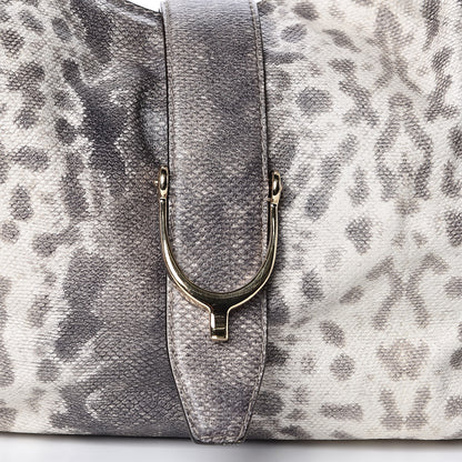 Gucci Calfskin Animalier Karung Printed Medium Soft Stirrup Shoulder Bag Gray 10 of 10