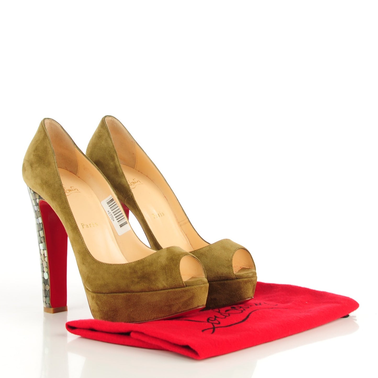 Suede Mosaic Bambou 140 Pumps 39 Green