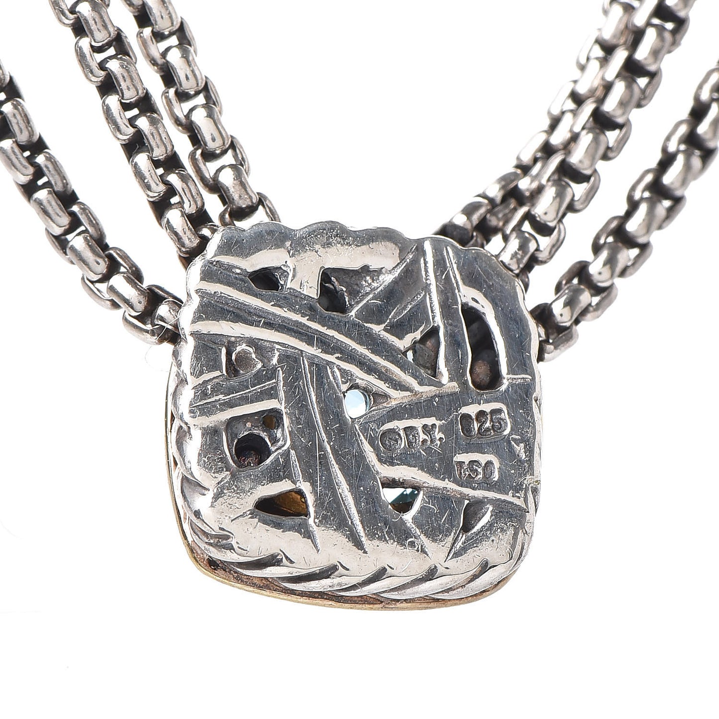 Sterling Silver 18K Yellow Gold Blue Topaz Albion Multi-Strand Pendant Necklace