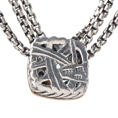 David Yurman Sterling Silver 18K Yellow Gold Blue Topaz Albion Multi-Strand Pendant Necklace 6 of 6