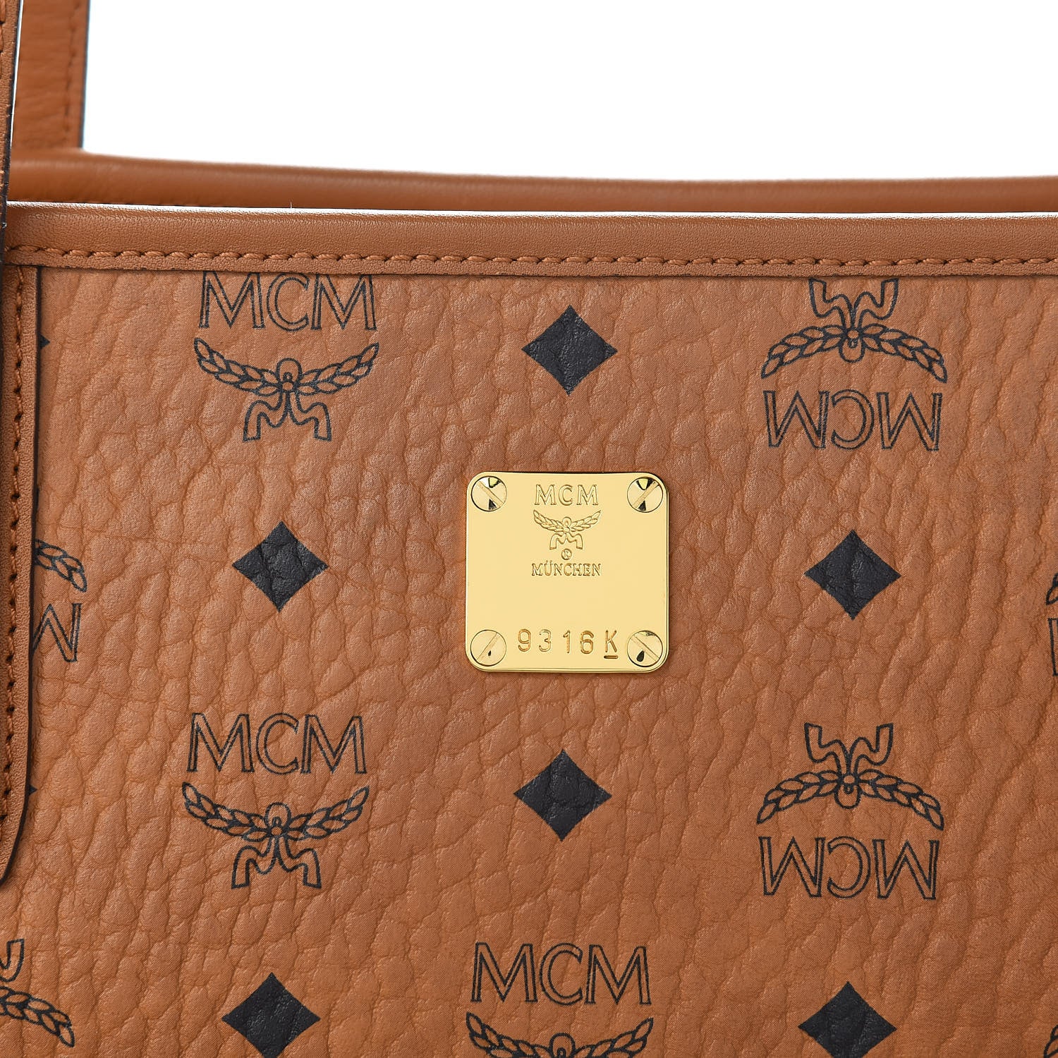 MCM Visetos Medium Anya Top Zip Shopper Tote Cognac 10 of 10