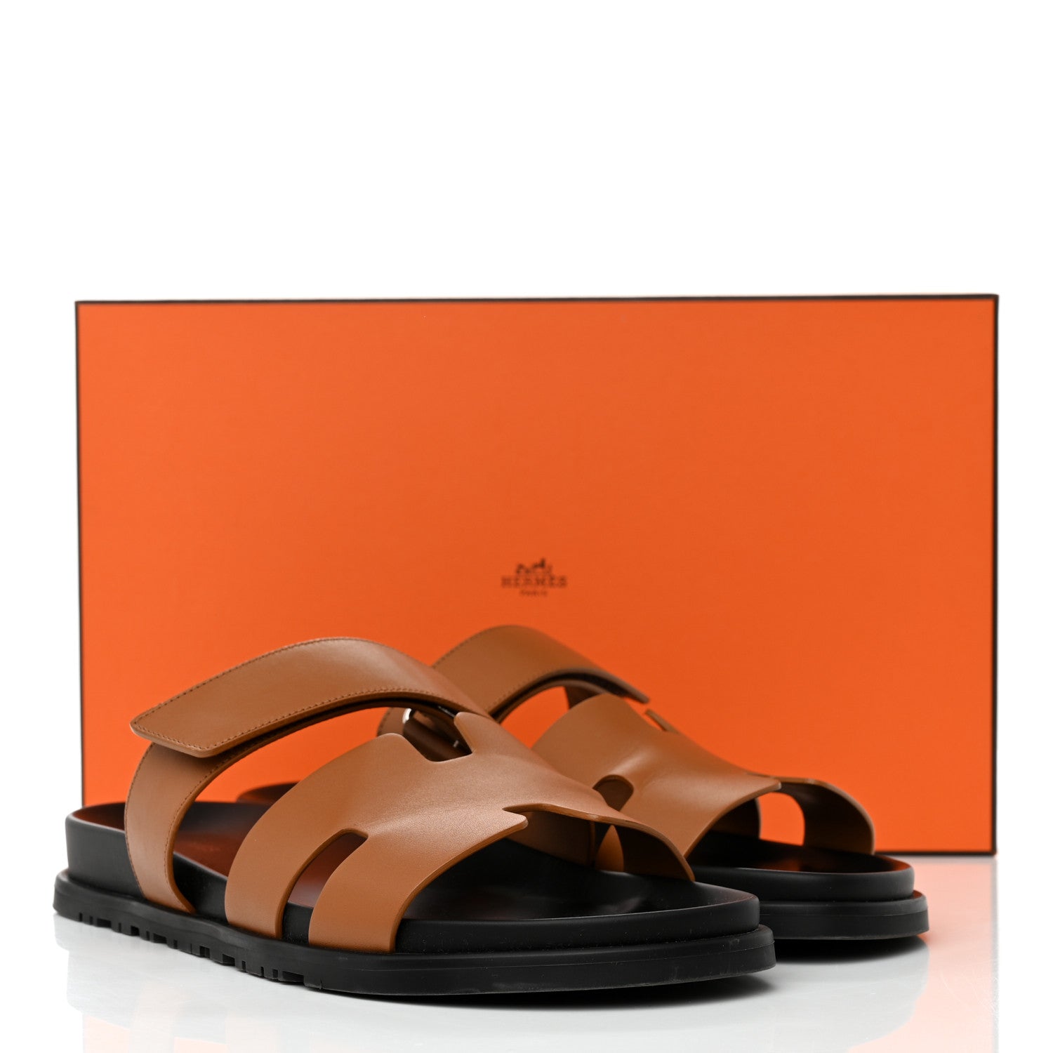 Hermes Calfskin Mens Chypre Sandals 44 Gold 9 of 9