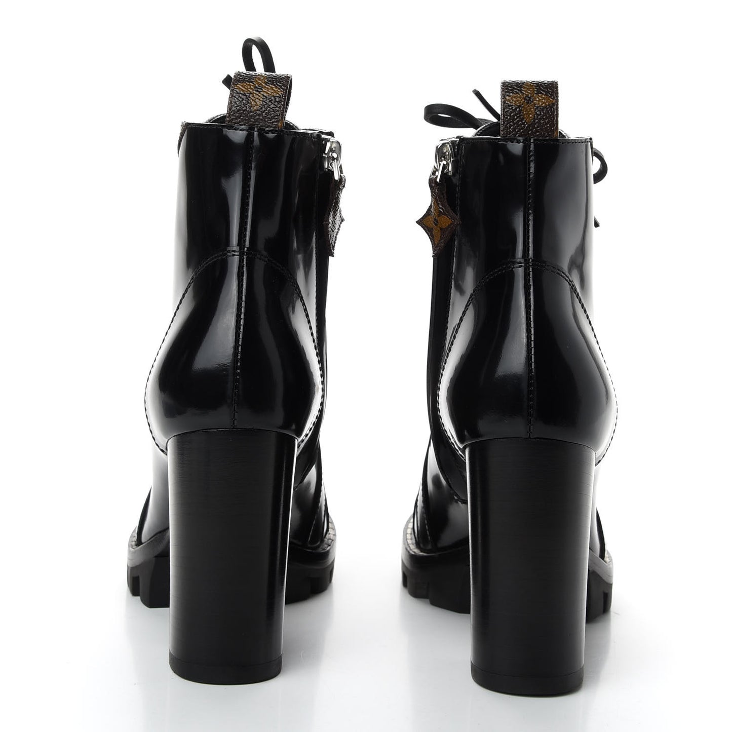 Patent Calfskin Monogram Star Trail Ankle Boots 36 Black