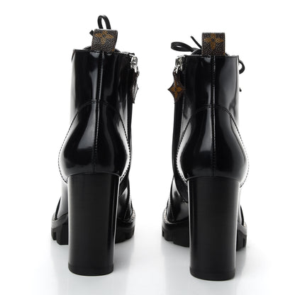 Louis Vuitton Patent Calfskin Monogram Star Trail Ankle Boots 36 Black 6 of 8