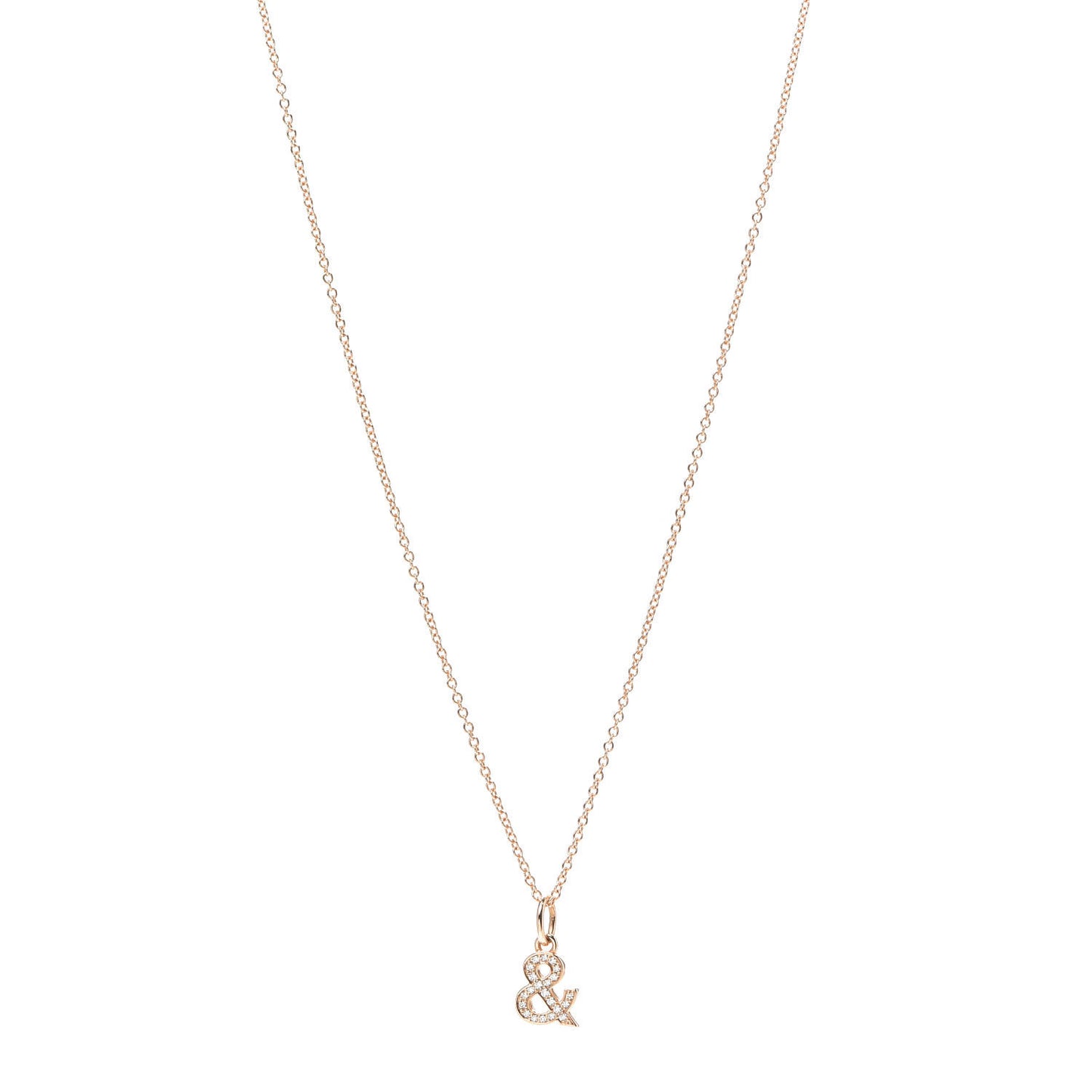 18K Rose Gold Diamond Small Ampersand Pendant Necklace