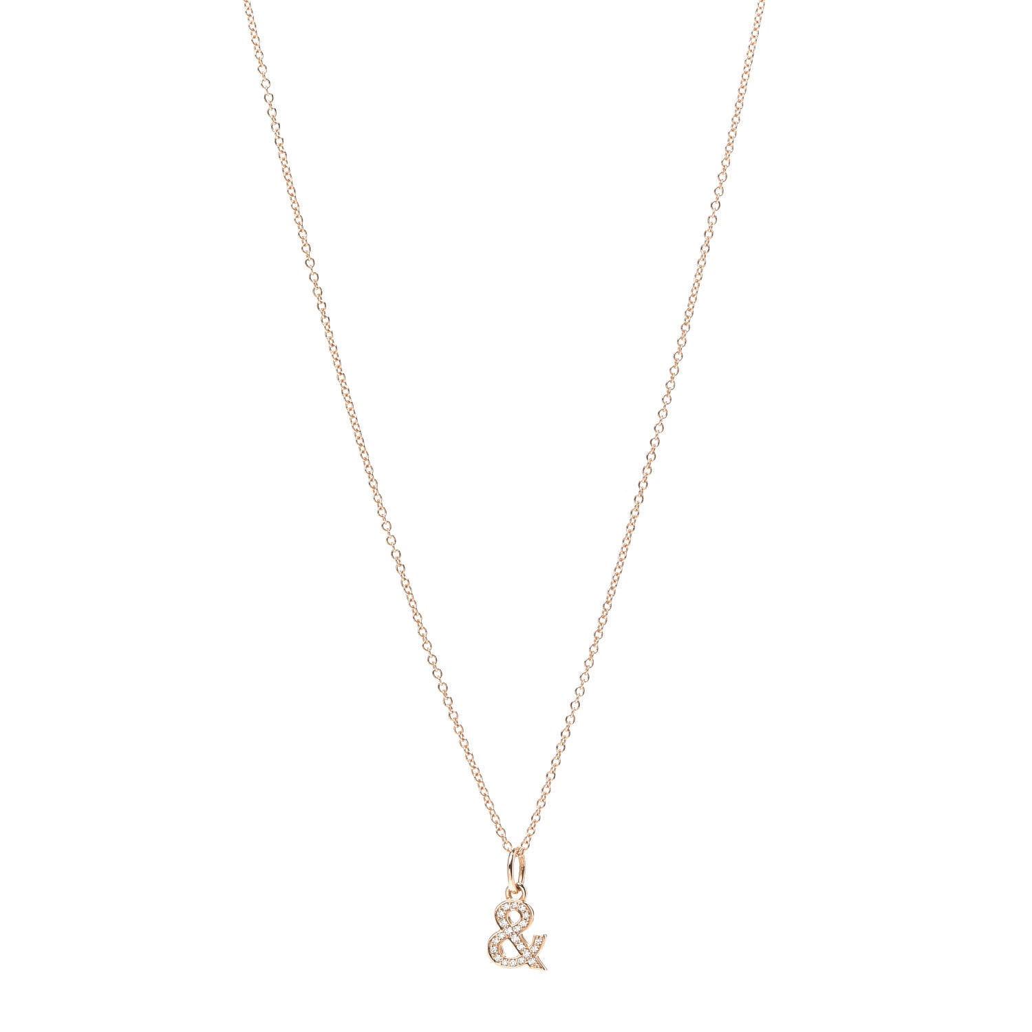 Tiffany 18K Rose Gold Diamond Small Ampersand Pendant Necklace 1 of 6