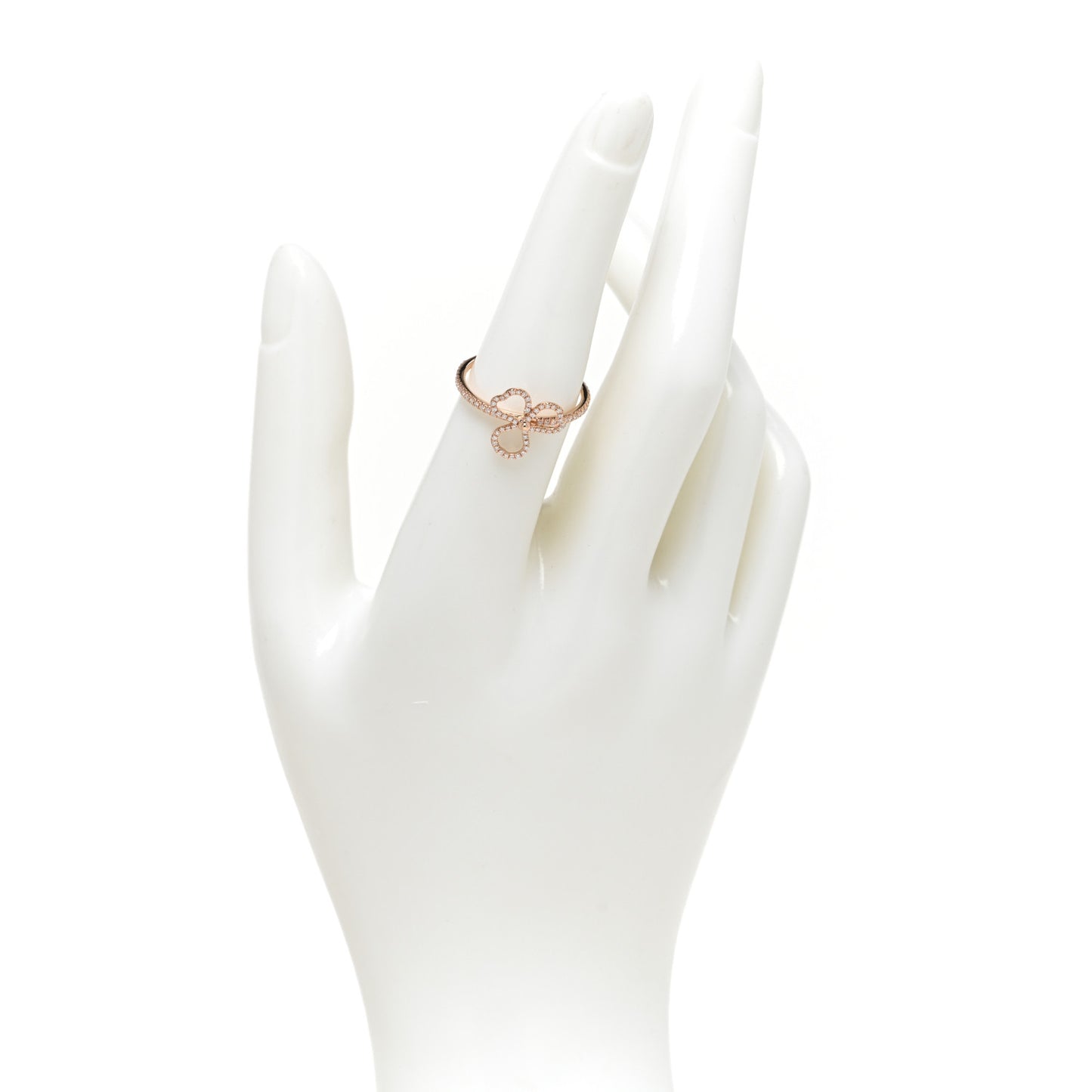 18K Rose Gold Diamond Mini Open Paper Flowers Ring 54 7