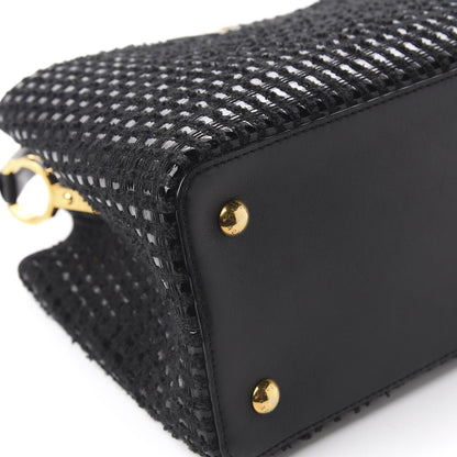 Louis Vuitton Tweed Calfskin Capucines MM Black 7 of 10