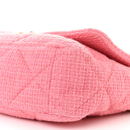 Chanel Tweed Quilted Maxi Chanel 19 Flap Pink 10 of 10