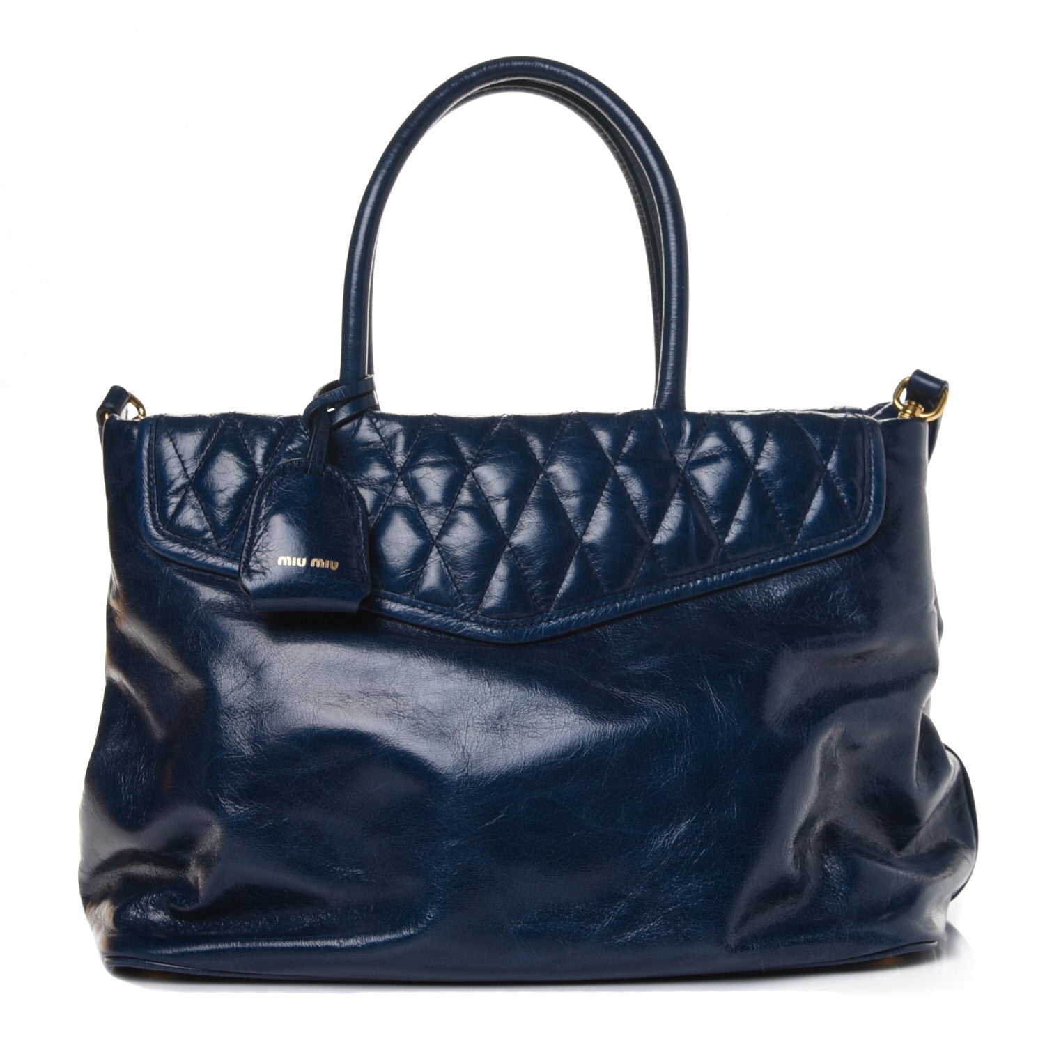 Miu Miu Vitello Shine Trapuntata Top Handle Tote Bluette 2 of 6