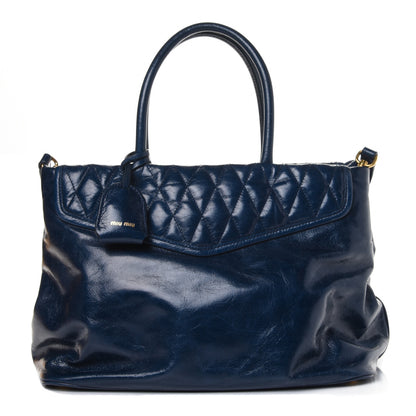 Miu Miu Vitello Shine Trapuntata Top Handle Tote Bluette 2 of 6