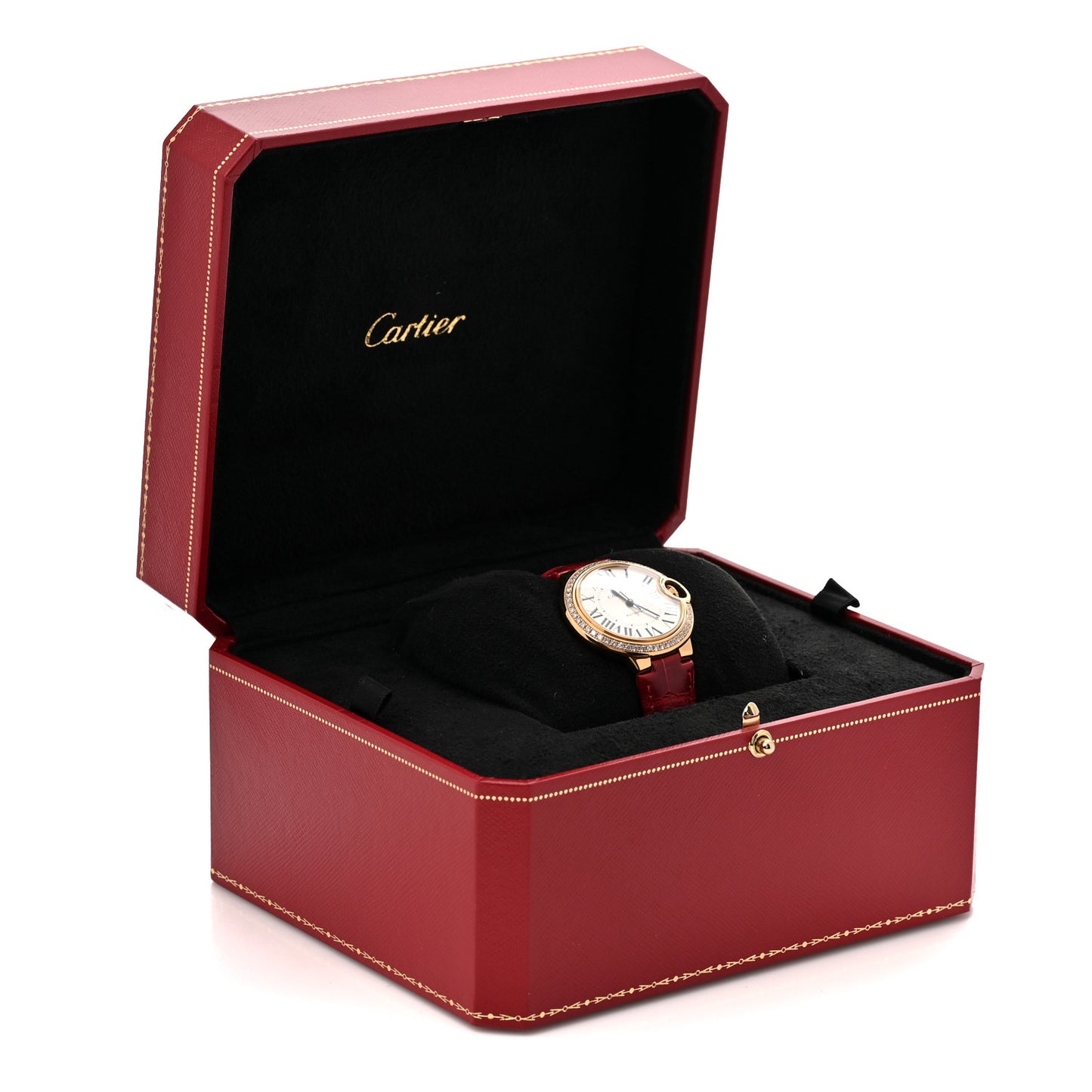 Stainless Steel 18K Yellow Gold Alligator Diamond 33mm Ballon Bleu De Cartier Automatic Watch