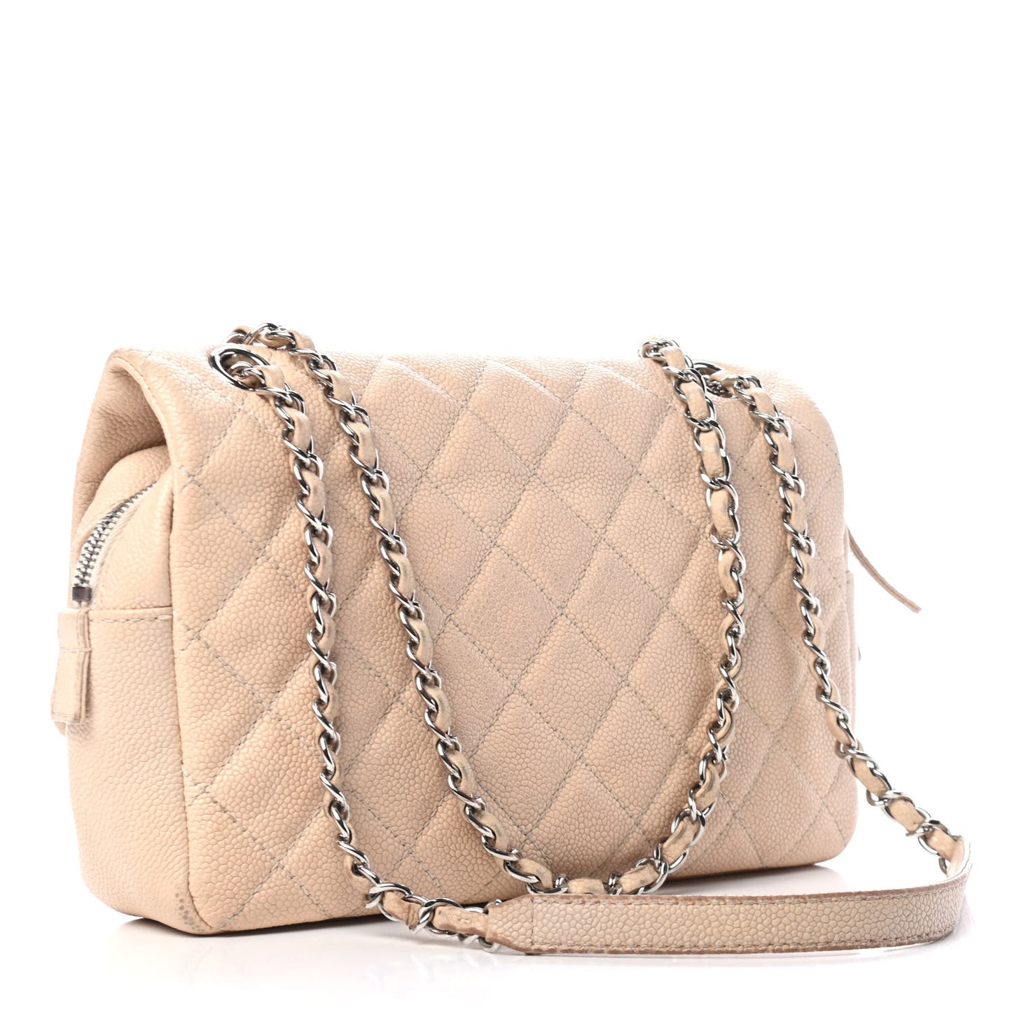 Caviar Quilted Medium Casual Journey Flap Light Pink