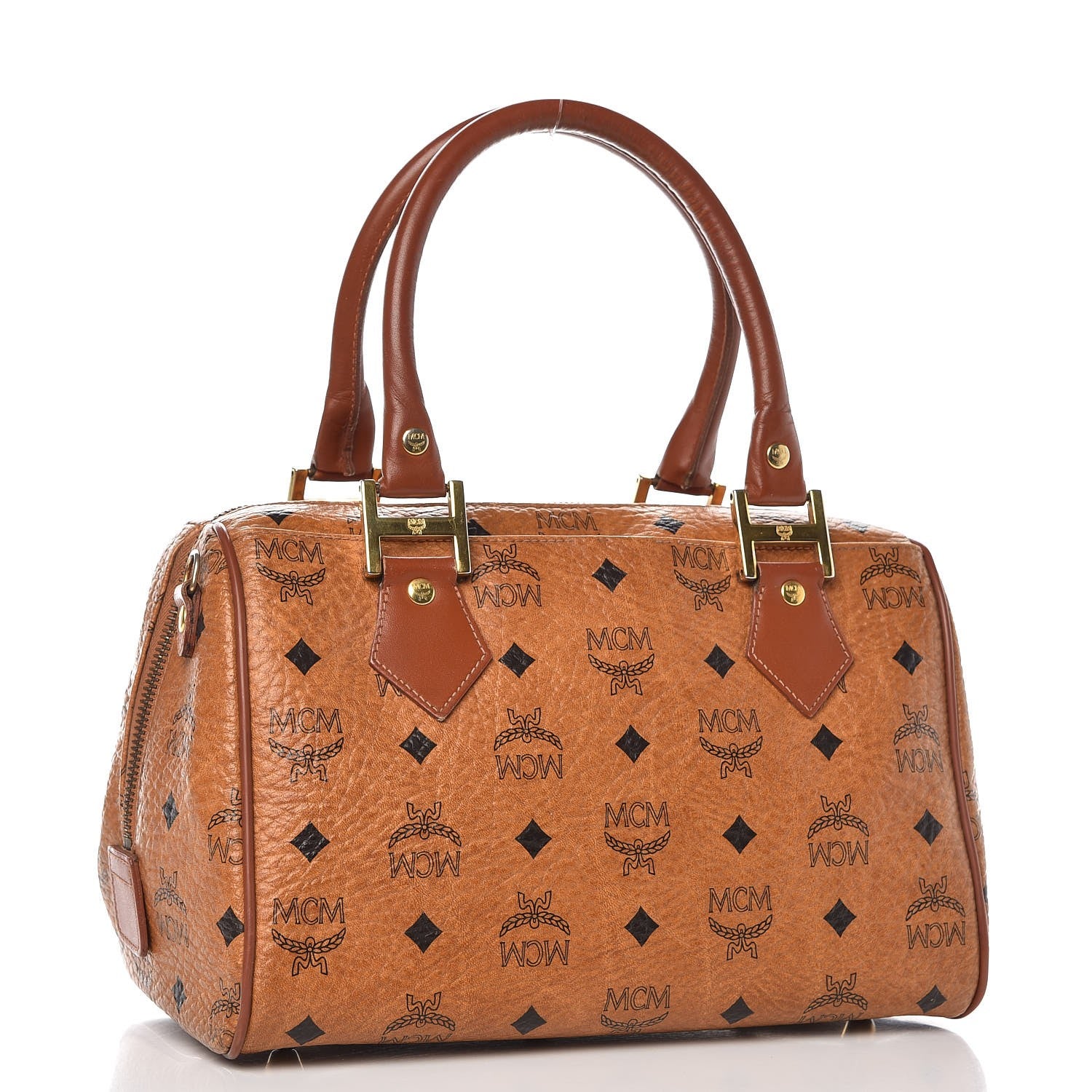 MCM Visetos Essential Boston Bag Cognac 3 of 12