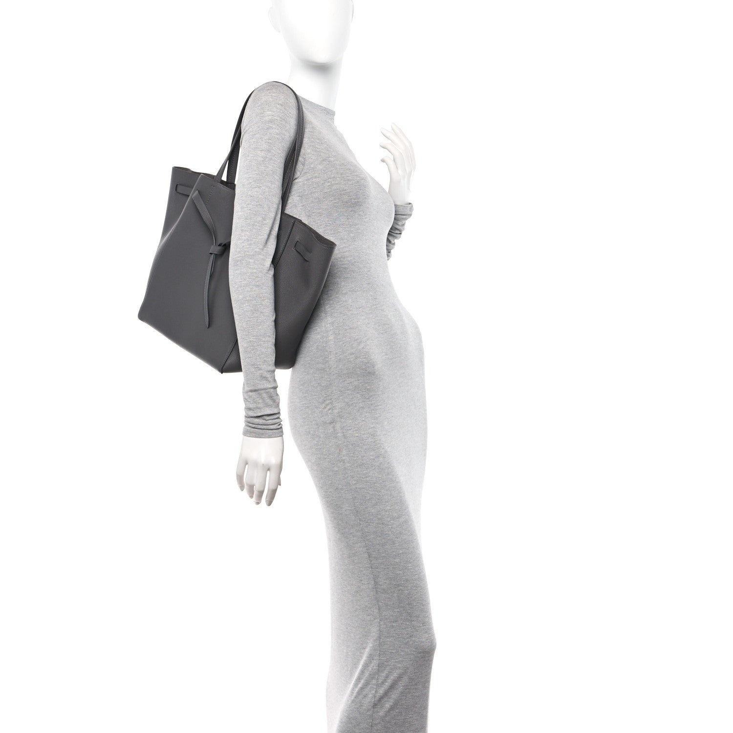 Celine Soft Grained Calfskin Small Belt Cabas Phantom Medium Grey 2 of 9