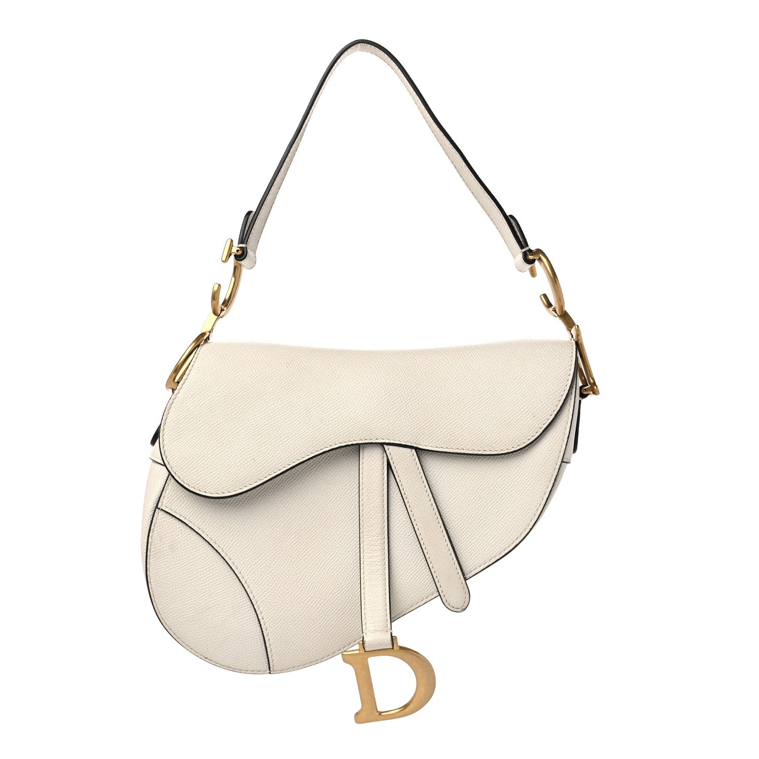 Christian Dior Grained Calfskin Saddle Bag White 1 of 14