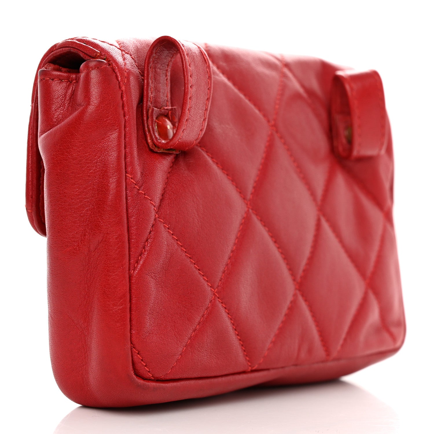 Chanel Calfskin Quilted Flap Waist Belt Bag Red 3 of 9