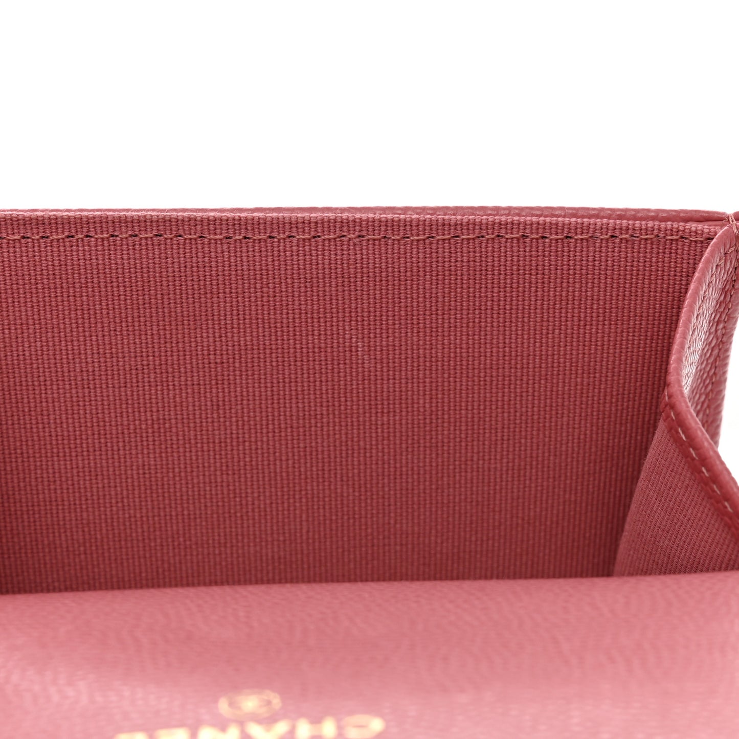 Caviar Quilted Flap Card Holder Wallet Pink