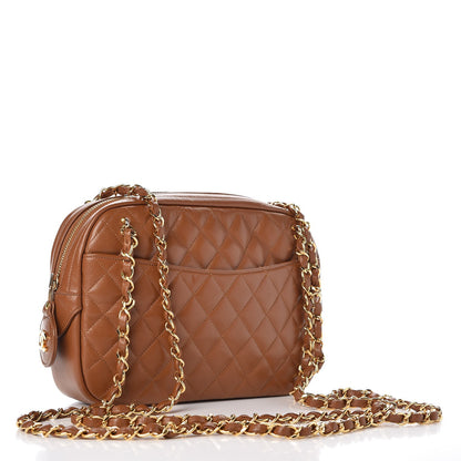 Chanel Lambskin Quilted Camera Case Brown 3 of 10