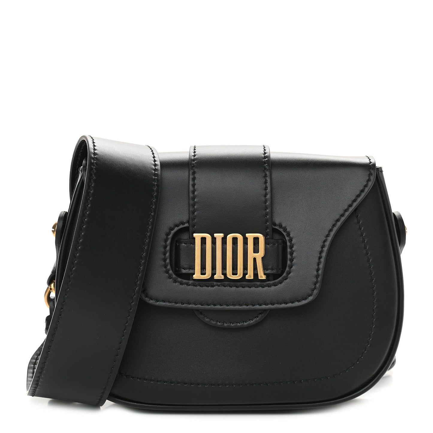 Calfskin D Fence Saddle Bag Black