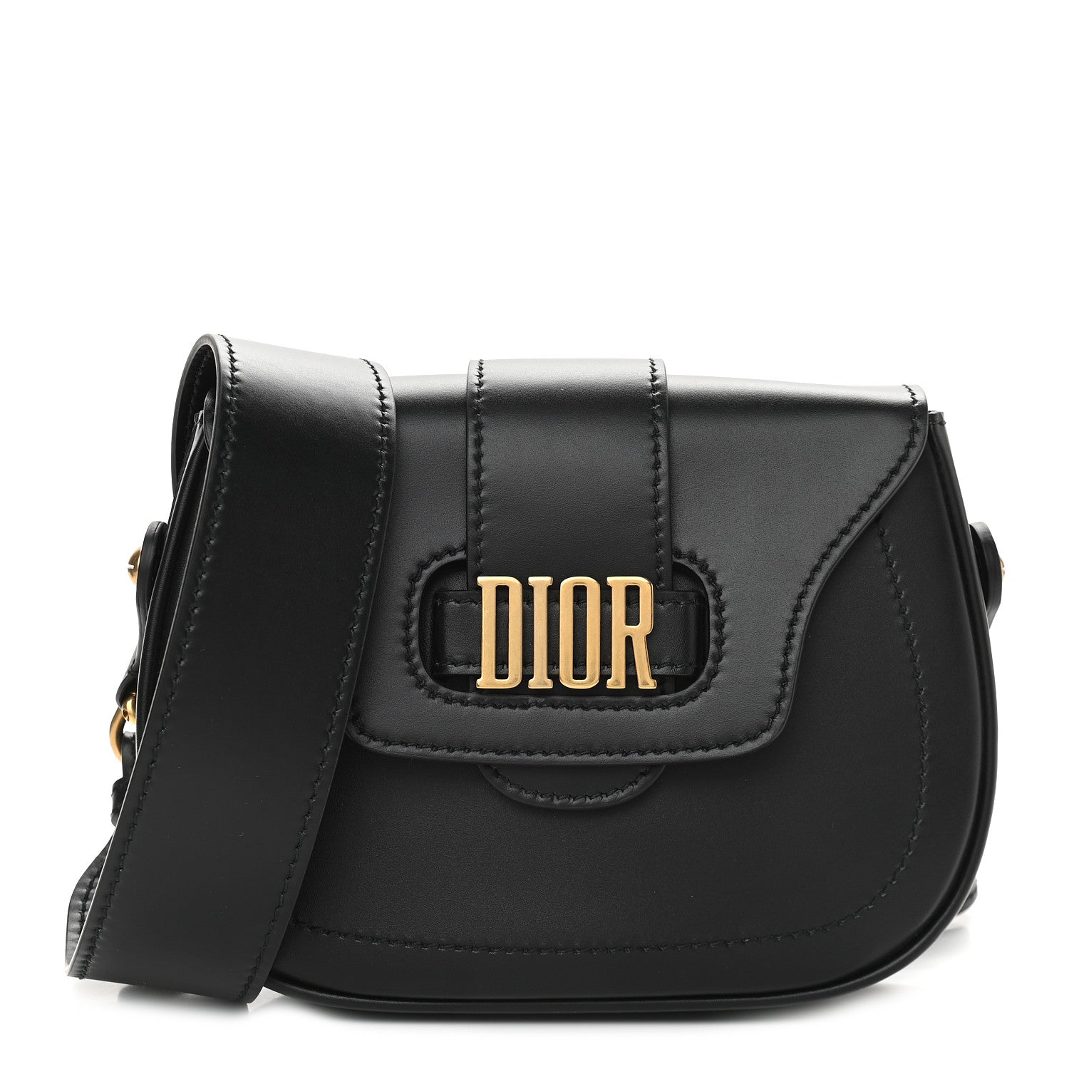 Christian Dior Calfskin D Fence Saddle Bag Black 1 of 8