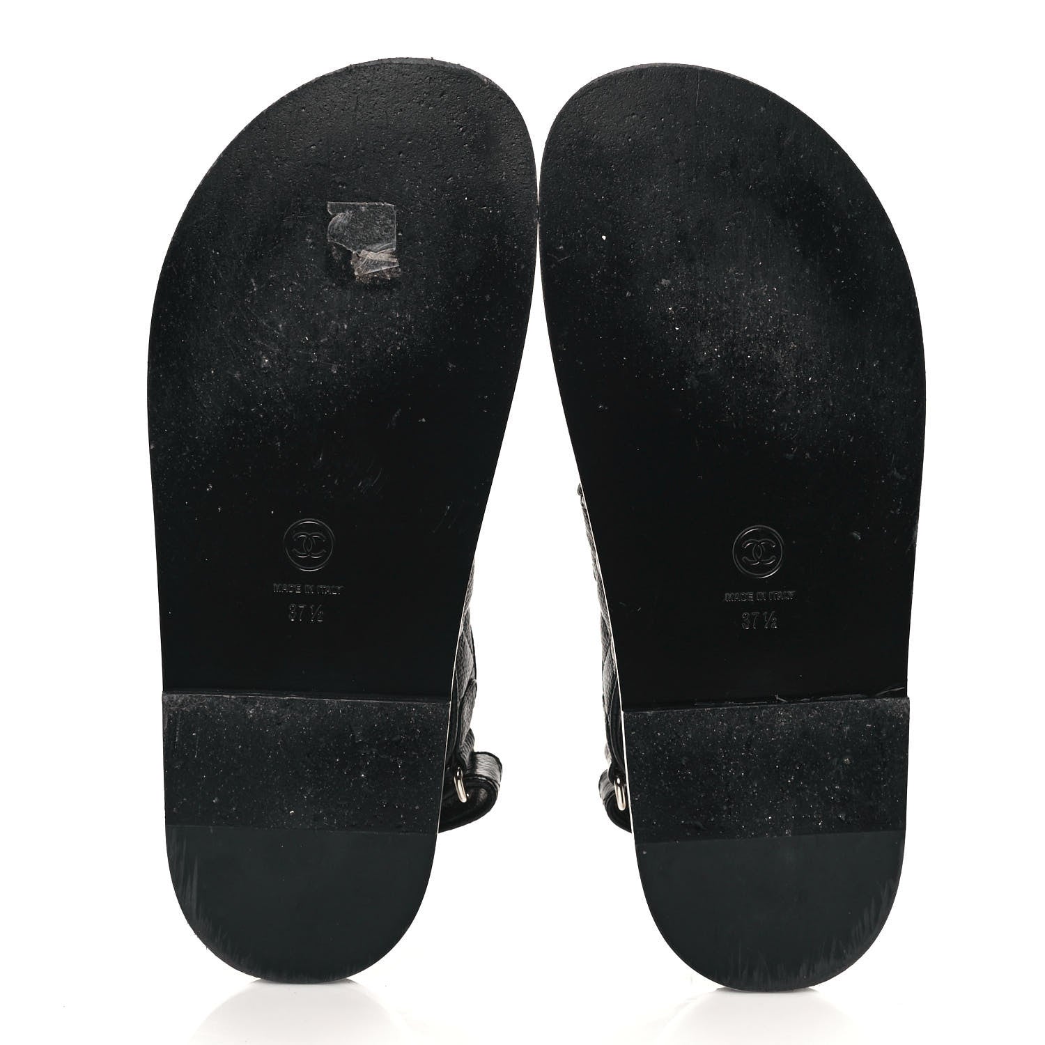 Chanel Grained Calfskin Velcro Dad Sandals 37.5 Black 5 of 8