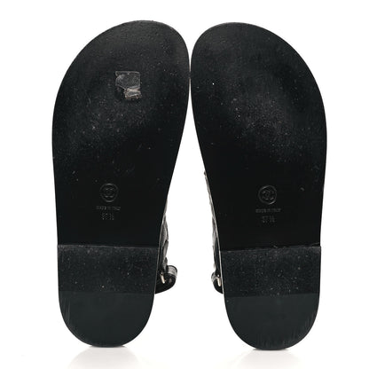 Chanel Grained Calfskin Velcro Dad Sandals 37.5 Black 5 of 8