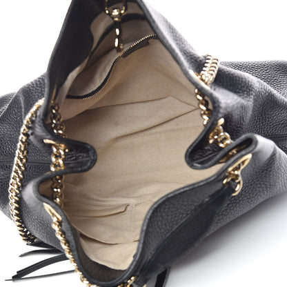 Gucci Pebbled Calfskin Medium Soho Chain Shoulder Bag Black 5 of 15