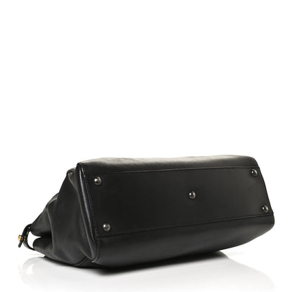 Fendi Calfskin Calf Hair Leopard Print Medium Peekaboo Iconic Satchel Black 4 of 13