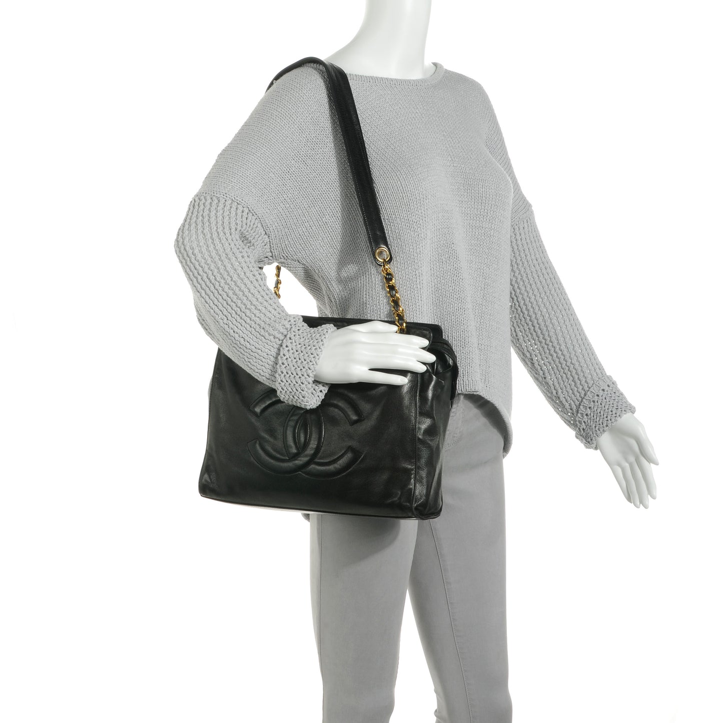 Lambskin Small Shopper Tote Black