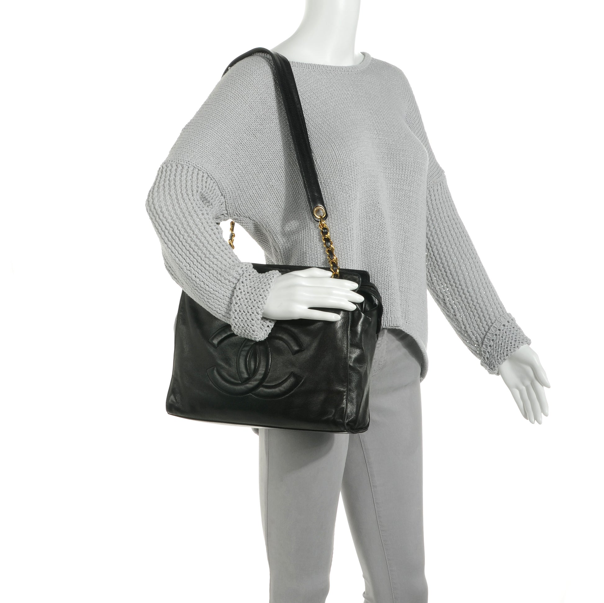 Chanel Lambskin Small Shopper Tote Black 2 of 8