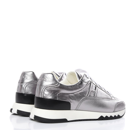 Hermes Metallic Nappa Womens Trail Sneakers 37.5 Gris Argente 4 of 8