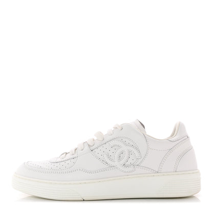 Chanel Calfskin CC Womens Sneakers 38.5 White 1 of 10