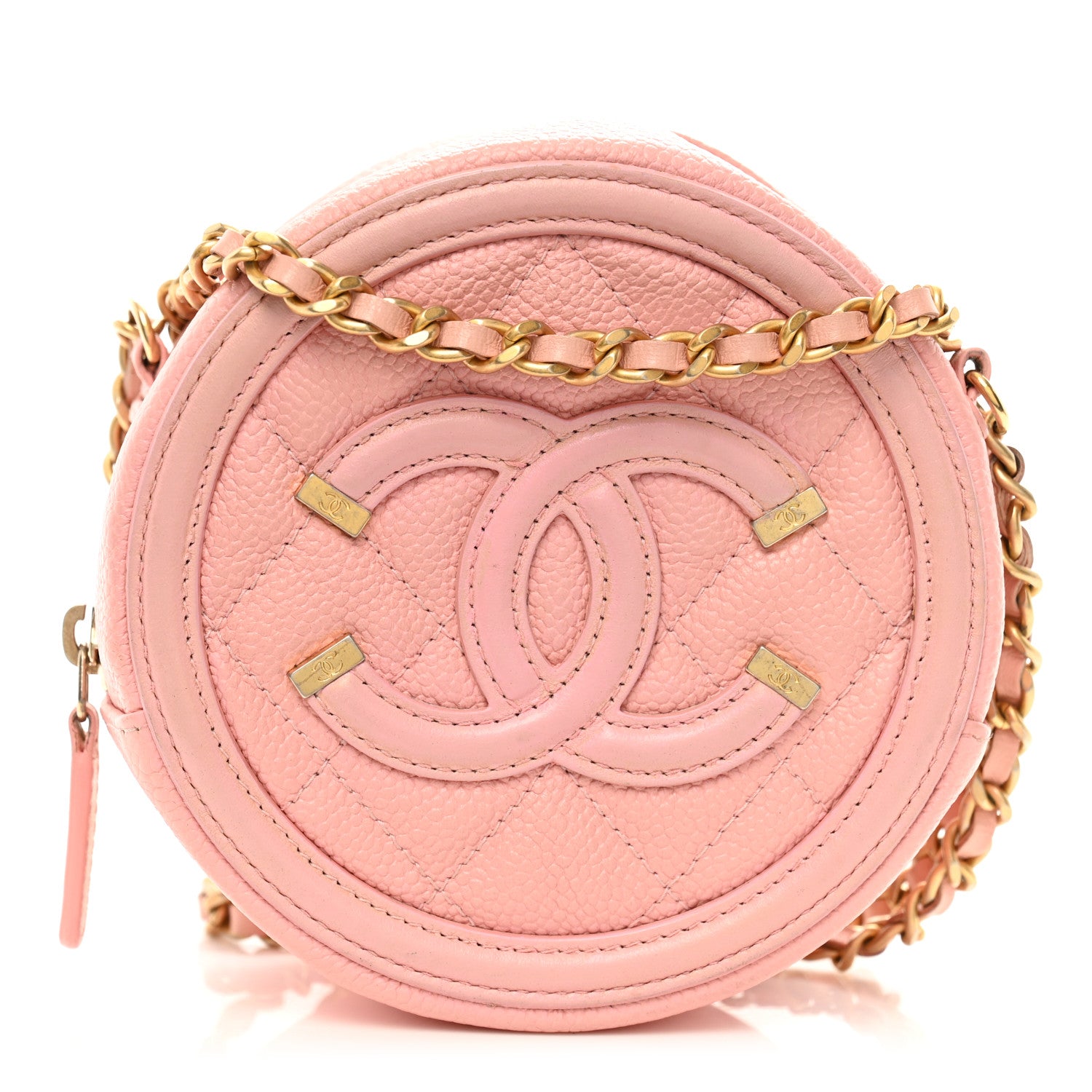 Chanel Caviar Quilted Round Filigree Crossbody Pink 1 of 11