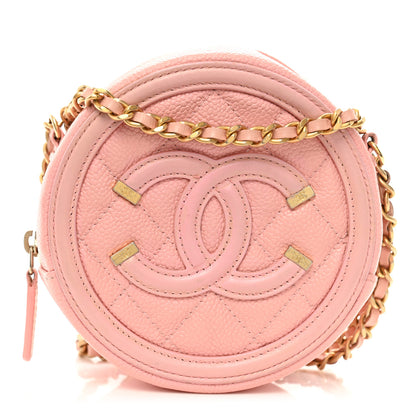 Chanel Caviar Quilted Round Filigree Crossbody Pink 1 of 11