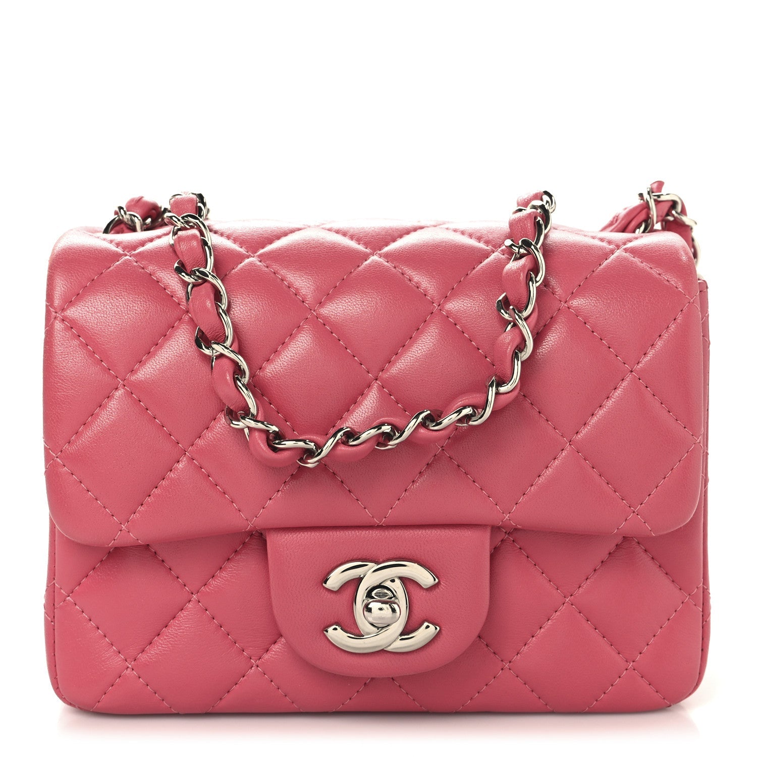 Chanel Lambskin Quilted Mini Square Flap Dark Pink 1 of 10