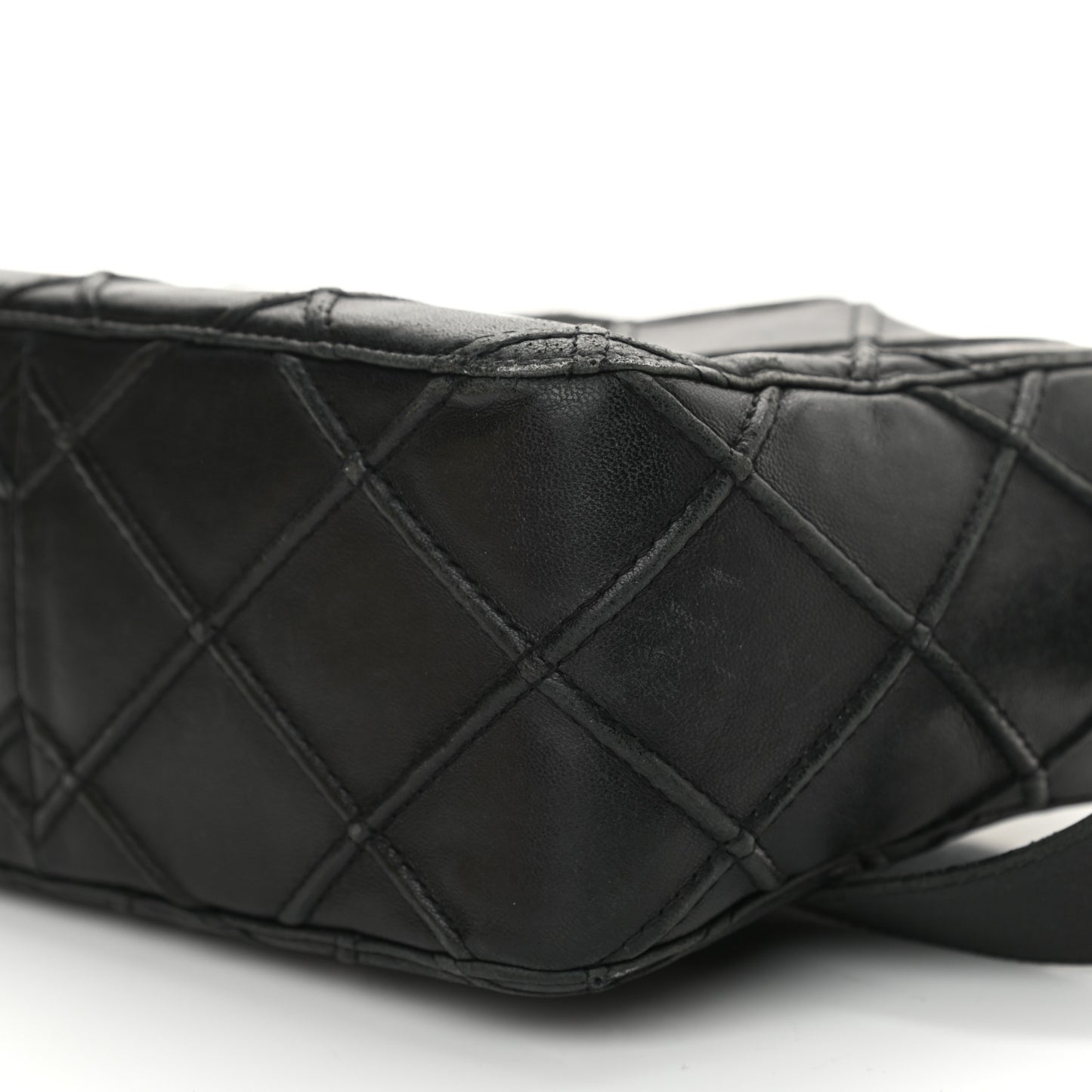 Lambskin Stitched Camera Case Black