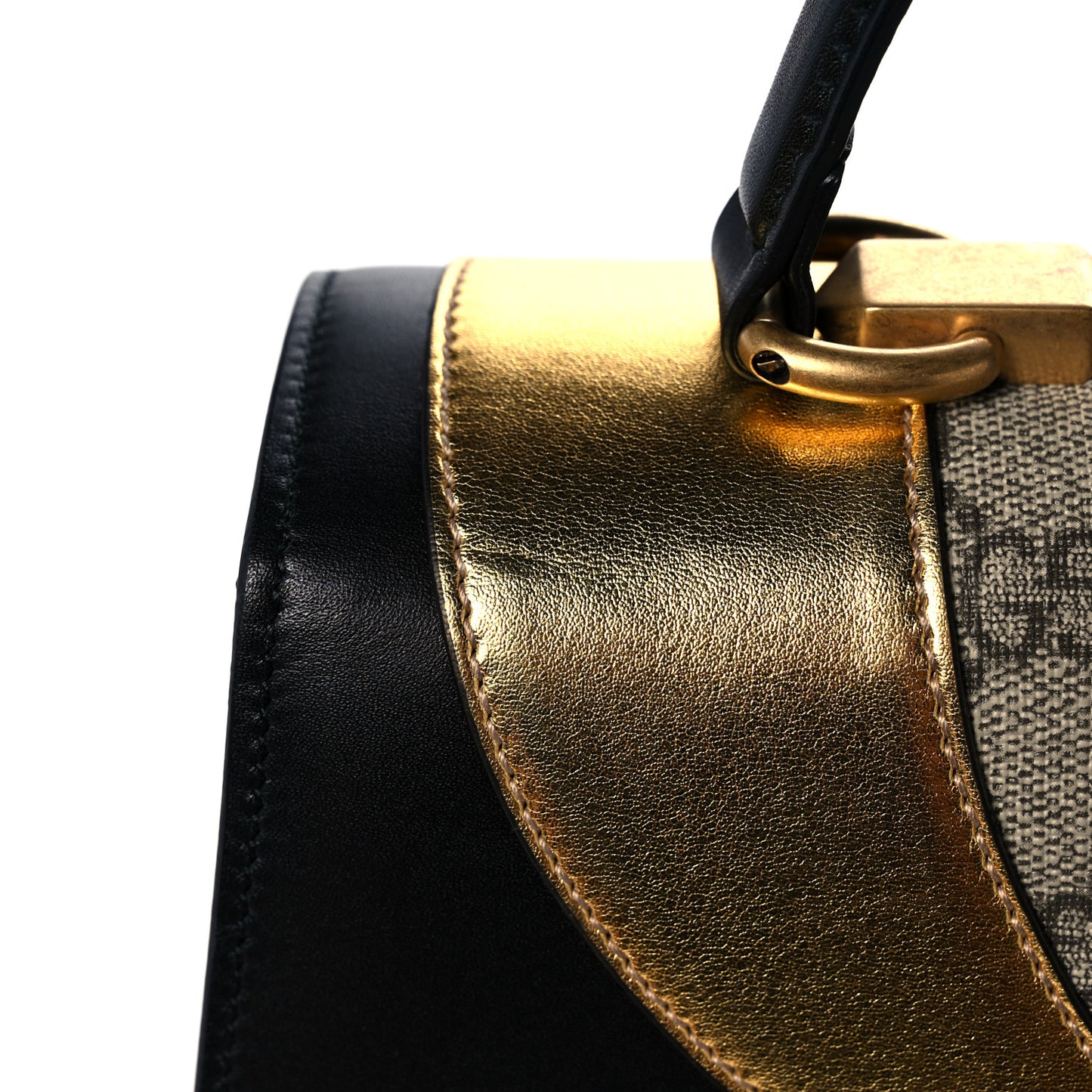 Nappa GG Supreme Monogram Medium Osiride Top Handle Bag Black Oro Vecchio Beige Ebony