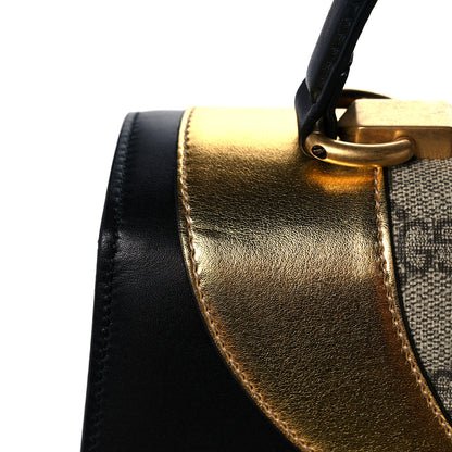 Gucci Nappa GG Supreme Monogram Medium Osiride Top Handle Bag Black Oro Vecchio Beige Ebony 14 of 16