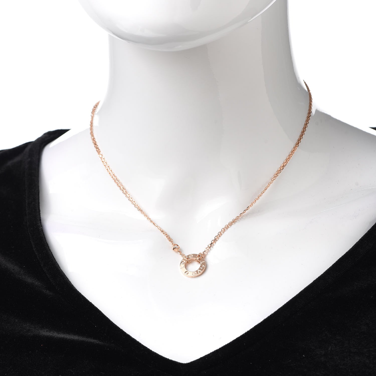Cartier 18K Pink Gold 2 Diamond LOVE Necklace 2 of 7